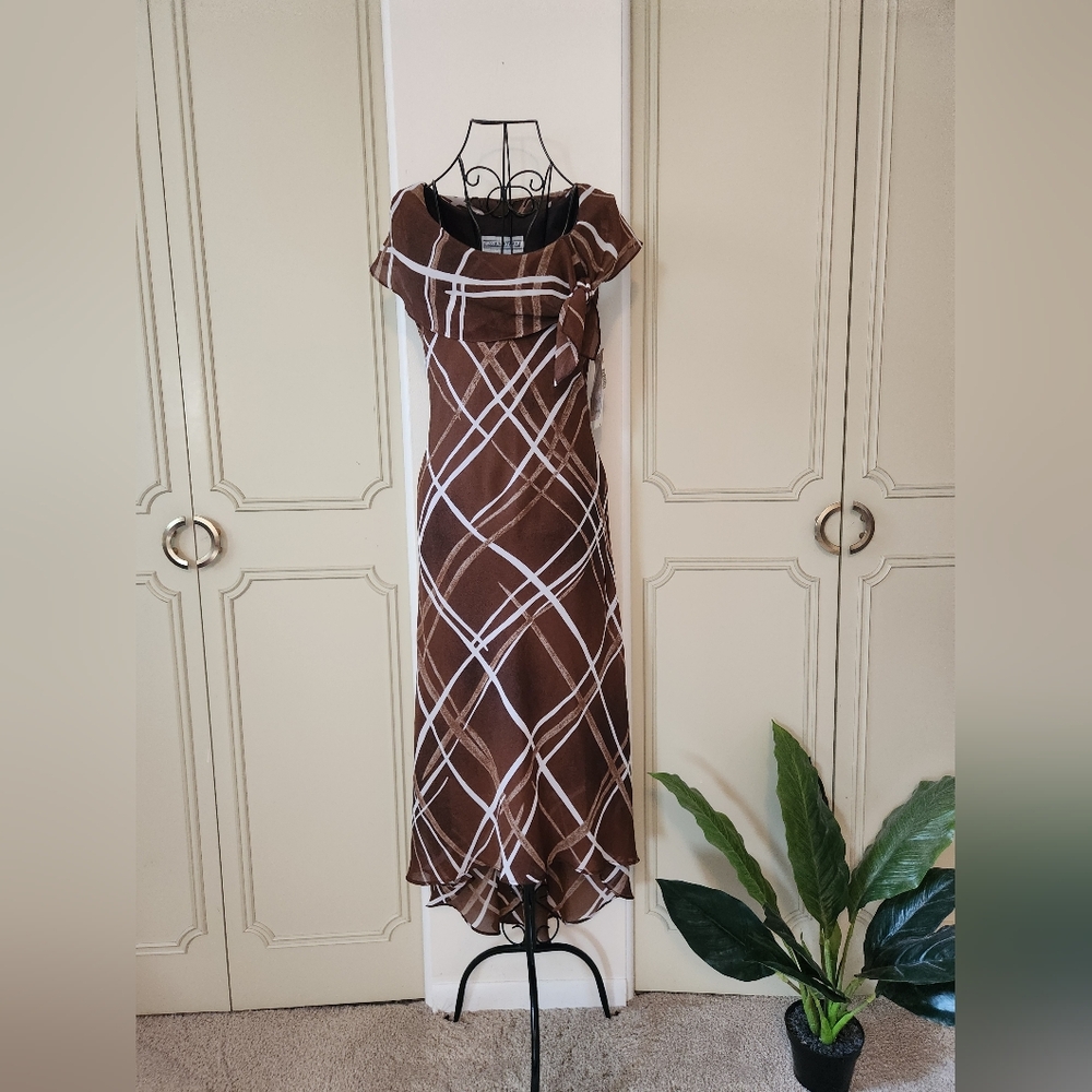 Vintage Jessica Howard Brown Chiffon Dress Size 6